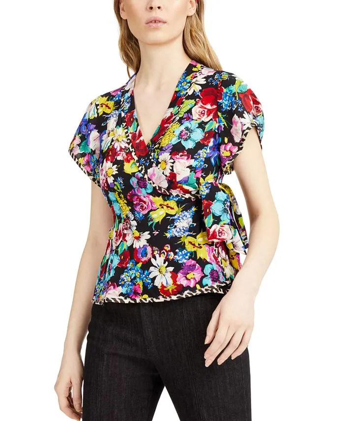 Nanette Lepore Women's Bouquet Wrap Top Black Size 4 sold by Ruumur