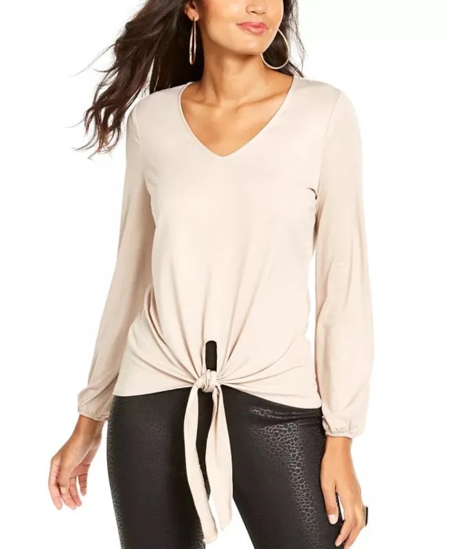 Thalia Sodi Women's Tie-Front Top Beige Size XX-Large sold by Ruumur