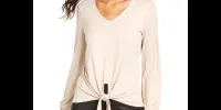 Thalia Sodi Women's Tie-Front Top Beige Size XX-Large sold by Ruumur
