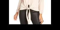 Thalia Sodi Women's Tie-Front Top Beige Size XX-Large sold by Ruumur