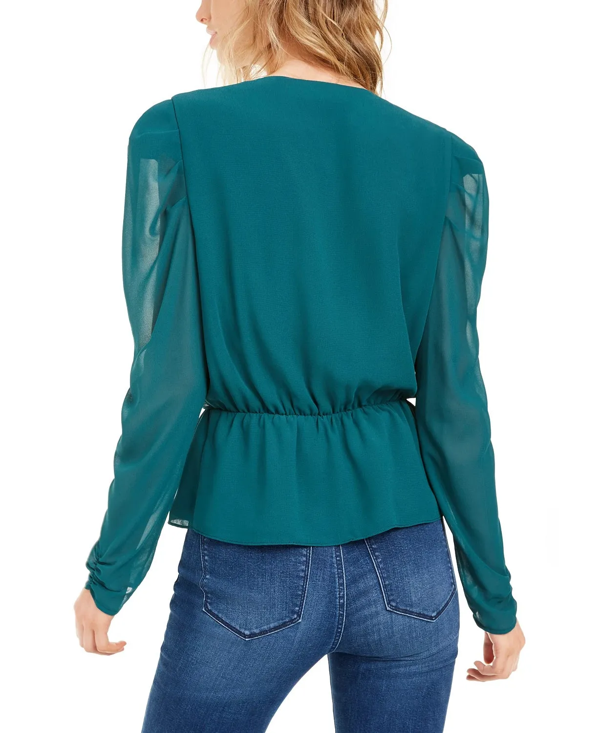 Leyden Women's Puff Sleeve Tie-Front Top Dark Blue Size Small sold by Ruumur product image thumbnail 2