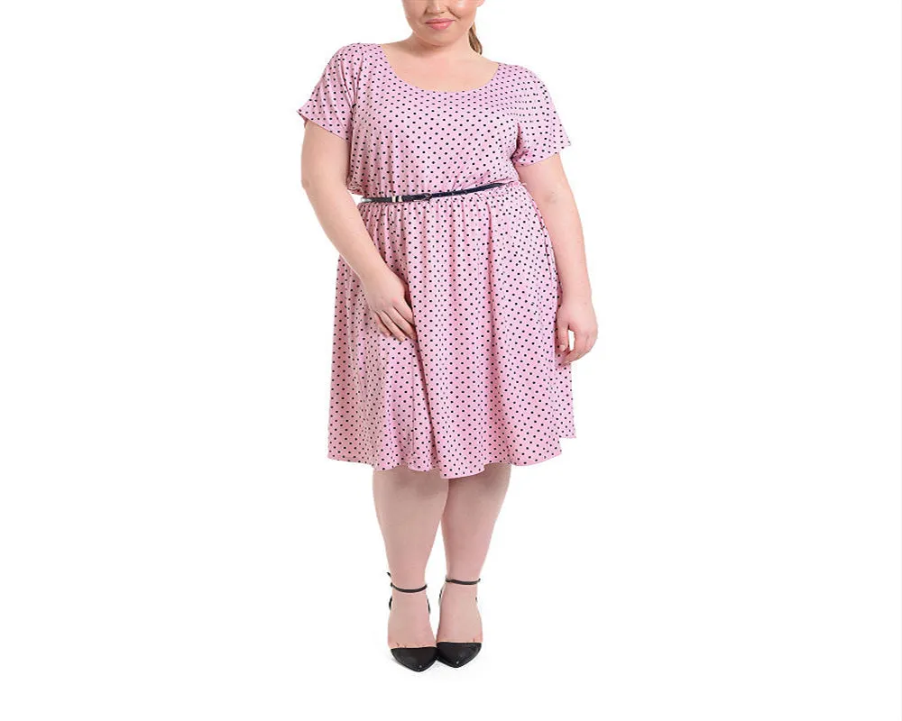 NY Collection Women's Casual Dress Polka Dot Short Sleeves Pink Size 1X sold by Ruumur