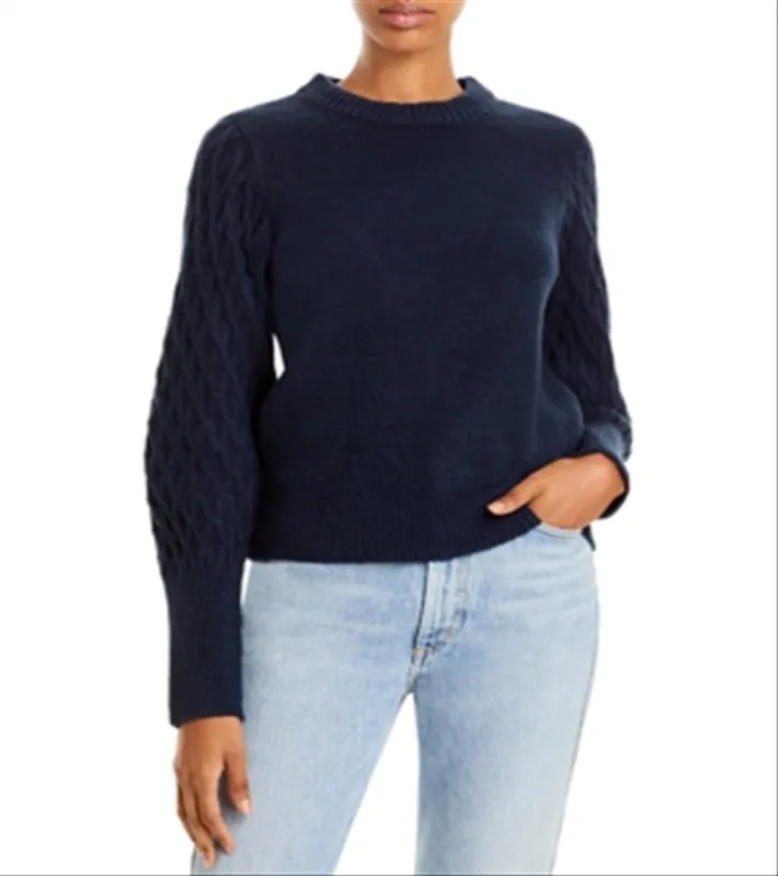Aqua Women's Cable Knit Crewneck Pullover Sweater Blue Size X-Small sold by Ruumur