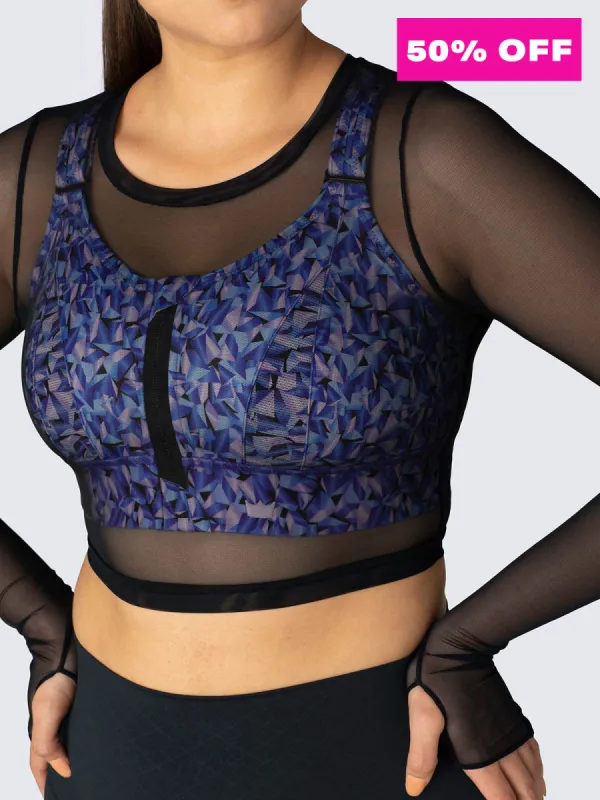 Mesh Long Sleeve Crop Top - Black sold by SHEFIT