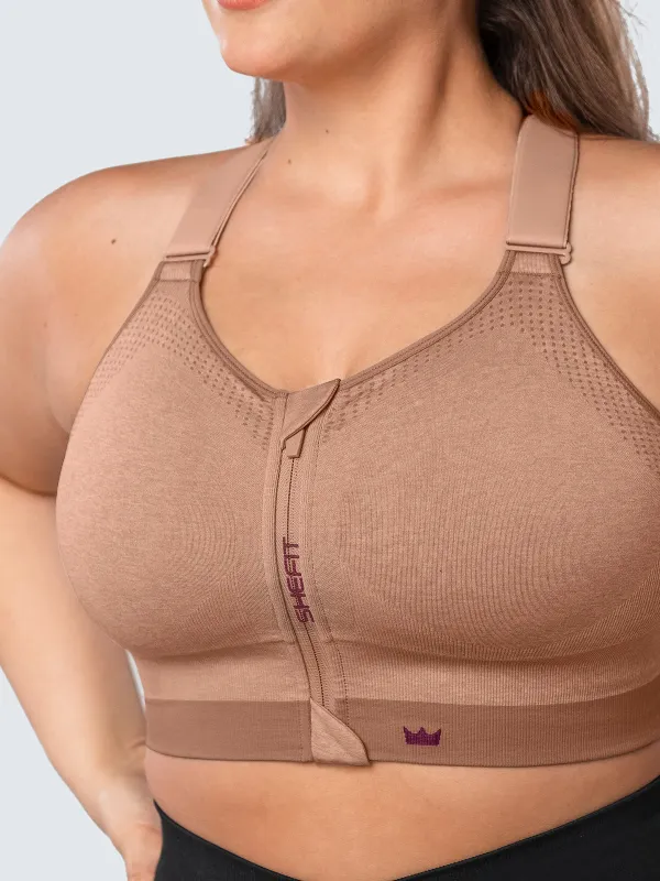 🎁 Low Impact Sports Bra - Heathered Tan (54% off) sold by SHEFIT