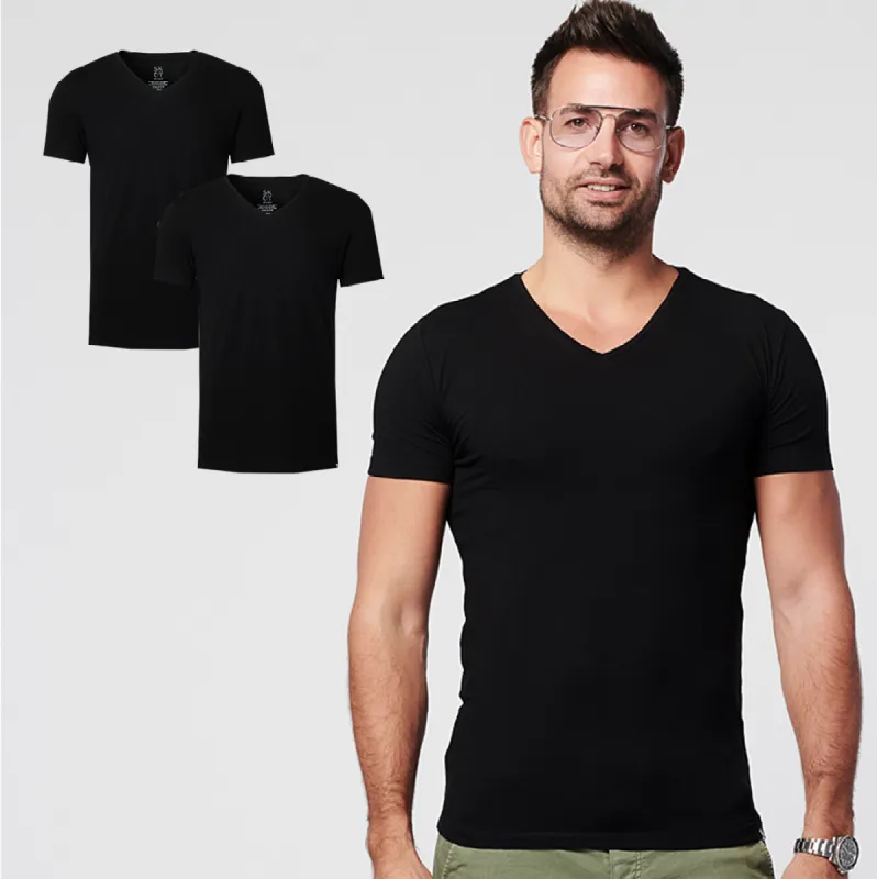 T-shirt Black V-neck Men | 2-pack | Slim Fit made by SKOT Fashion