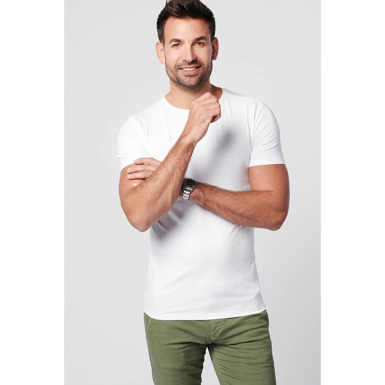 T-shirt White Round Neck Men | 2-pack | Slim Fit sold by SKOT Fashion product image thumbnail 4