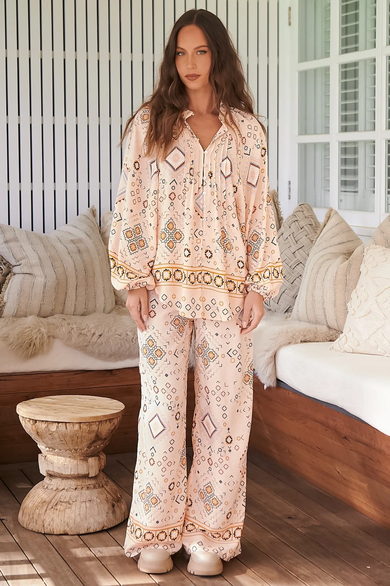 JAASE - Jax Pants: High Waisted Straight Leg Pant in Elsie Print sold by Salty Crush