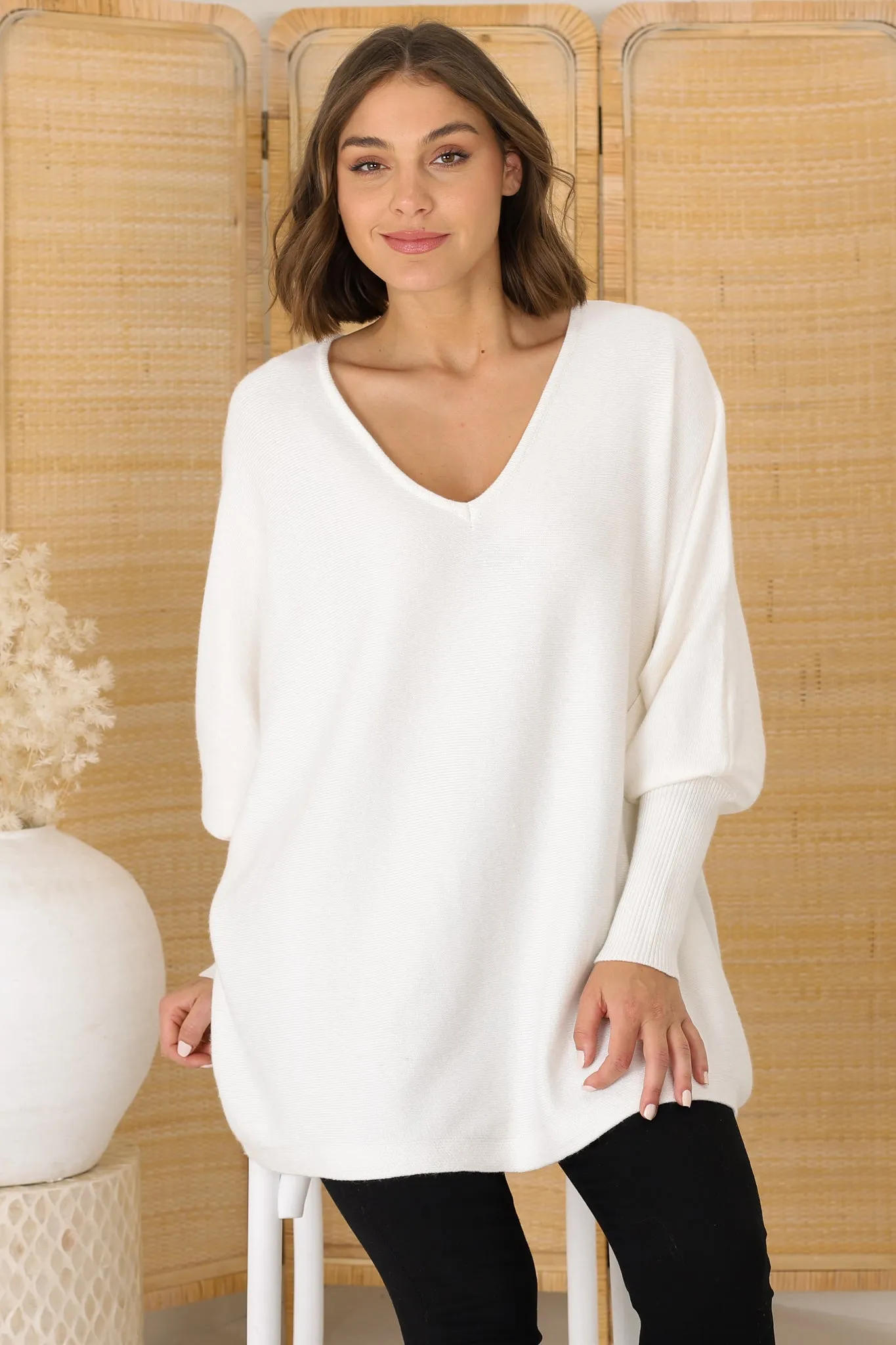 Pier Jumper - Oversized Batwing Knit Jumper in Cream sold by Salty Crush product image thumbnail 5