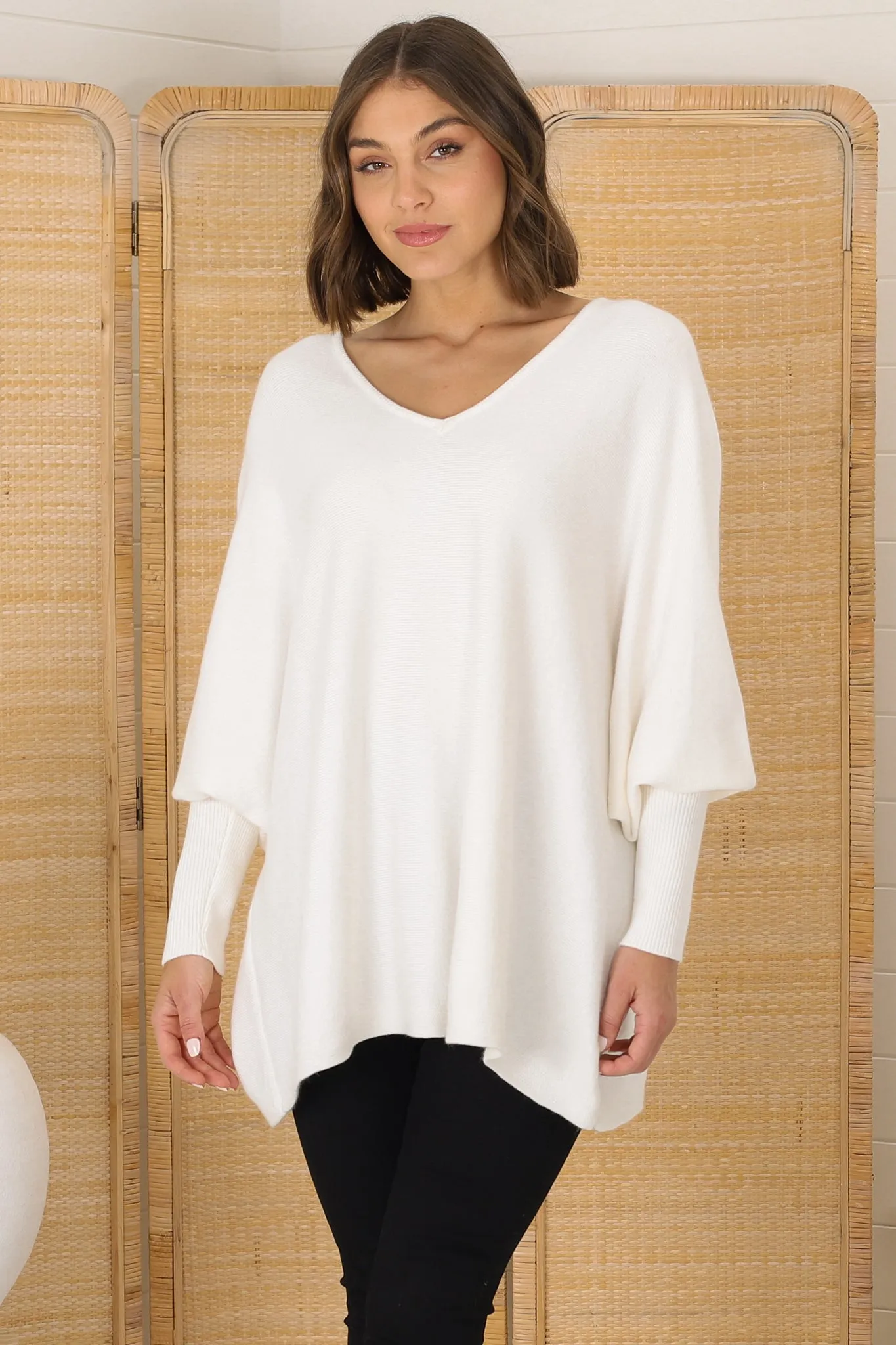 Pier Jumper - Oversized Batwing Knit Jumper in Cream sold by Salty Crush product image thumbnail 2