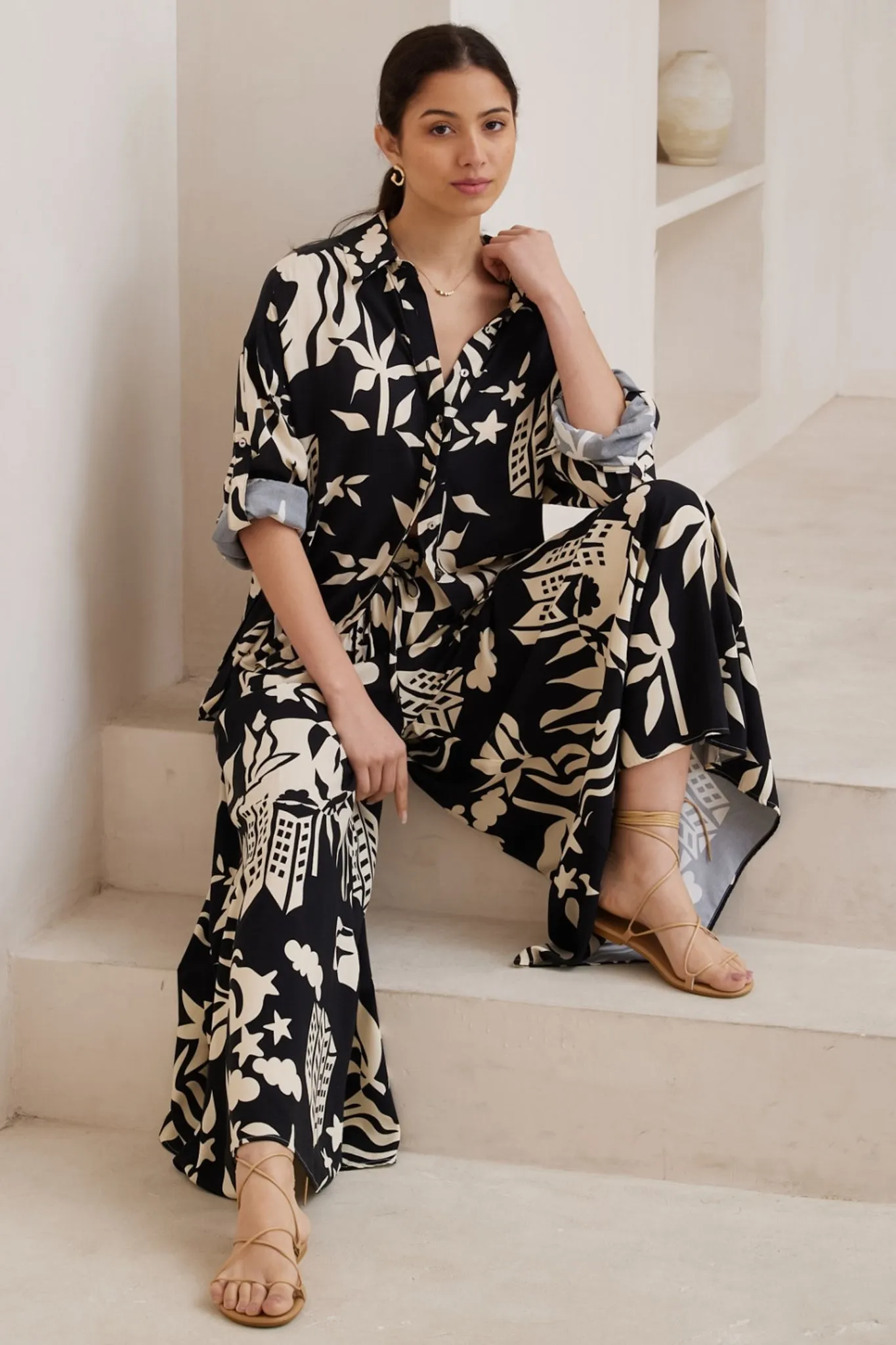 Mezza Pants - Paper Bag High Waisted Wide Leg Pant in Salt Lake Print sold by Salty Crush product image thumbnail 5