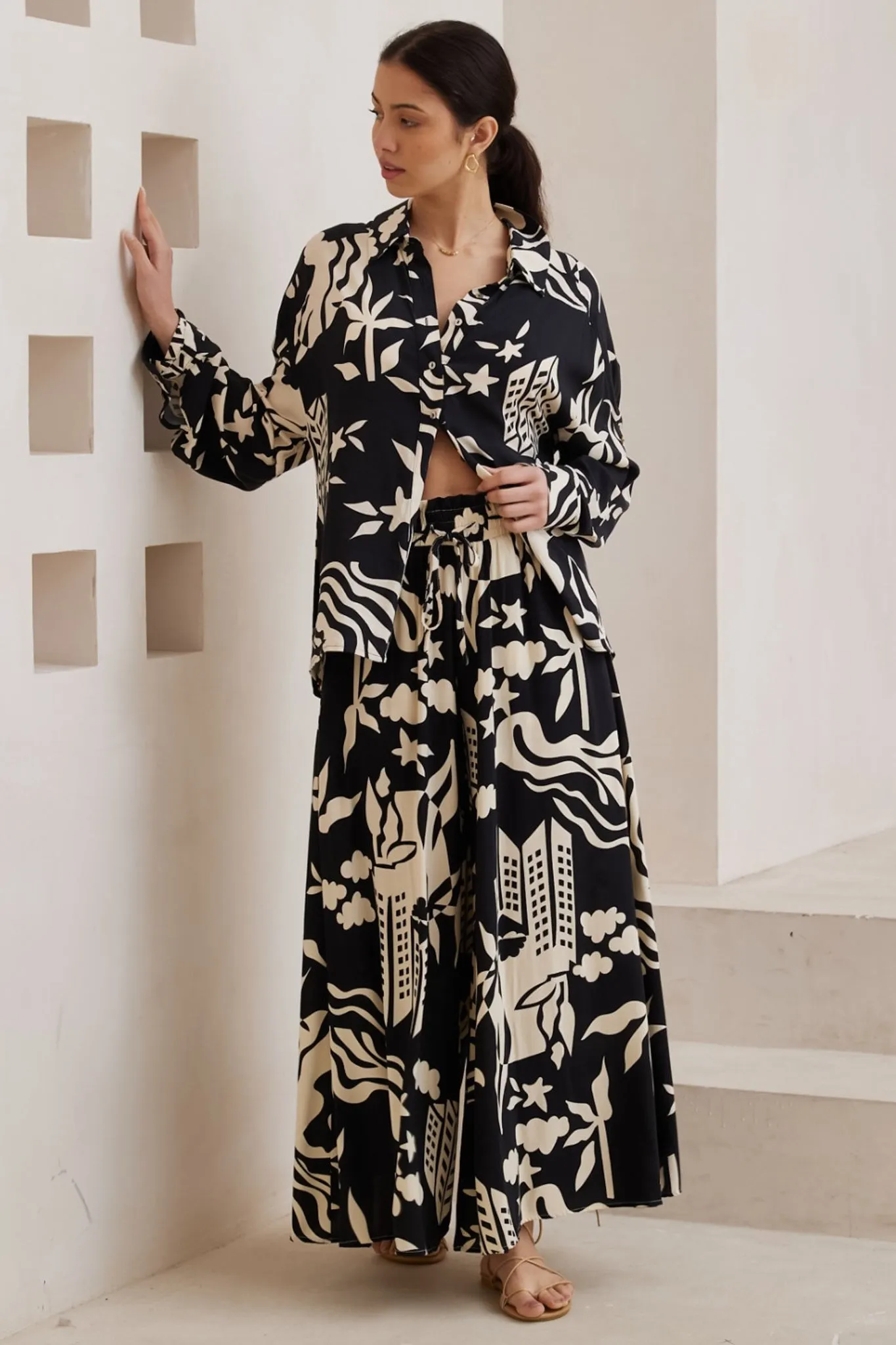 Mezza Pants - Paper Bag High Waisted Wide Leg Pant in Salt Lake Print sold by Salty Crush product image thumbnail 2