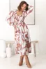Elias Midi Dress - Shirred Elasticated Bodice A Line Dress with Long Sleeves in Azira Fawn sold by Salty Crush