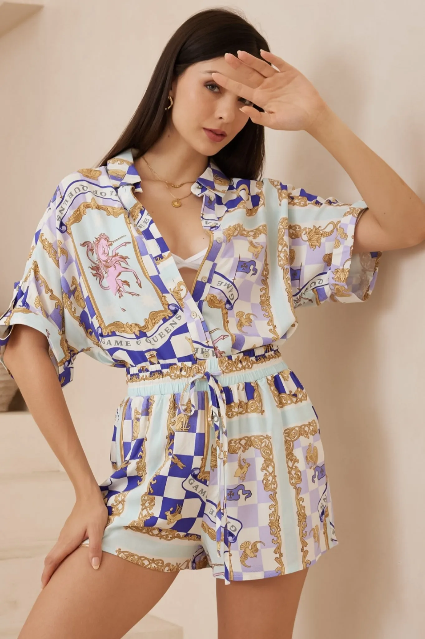 Maiso Shorts - Elasticated High Waist Shorts with Pockets in Estella Print sold by Salty Crush