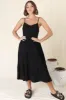 Arlowe Midi Dress - Soft V Neckline Tiered Linen Sun Dress in Black sold by Salty Crush