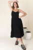 Arlowe Midi Dress - Soft V Neckline Tiered Linen Sun Dress in Black sold by Salty Crush