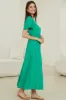 Taylor Maxi Dress - Cap Sleeve Button Down A Line Dress in Green sold by Salty Crush