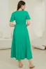 Taylor Maxi Dress - Cap Sleeve Button Down A Line Dress in Green sold by Salty Crush