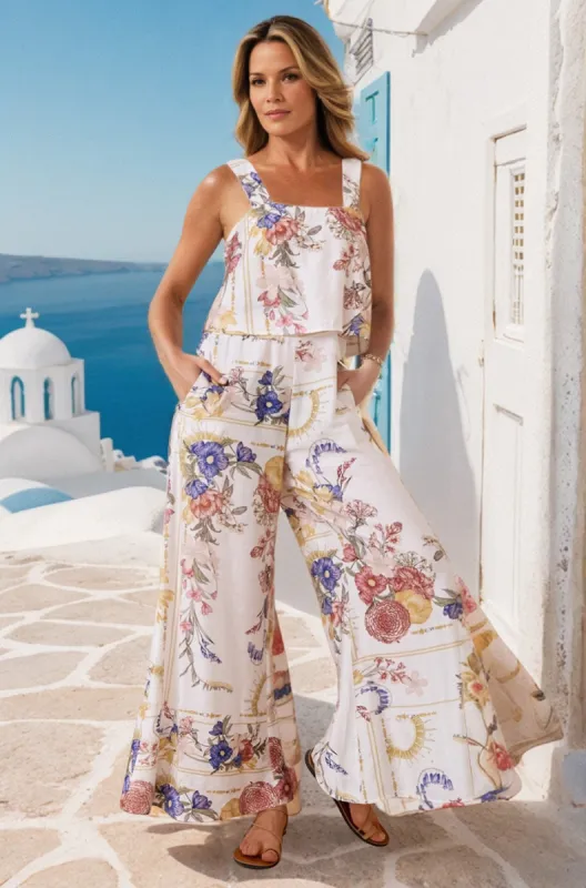 True Jumpsuit - Sqaure Neckline Overall Jumpsuit in Adelia Print sold by Salty Crush