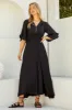 Alba Maxi Dress - Buttoned Bodice A Line Dress in Black sold by Salty Crush