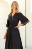 Alba Maxi Dress - Buttoned Bodice A Line Dress in Black sold by Salty Crush