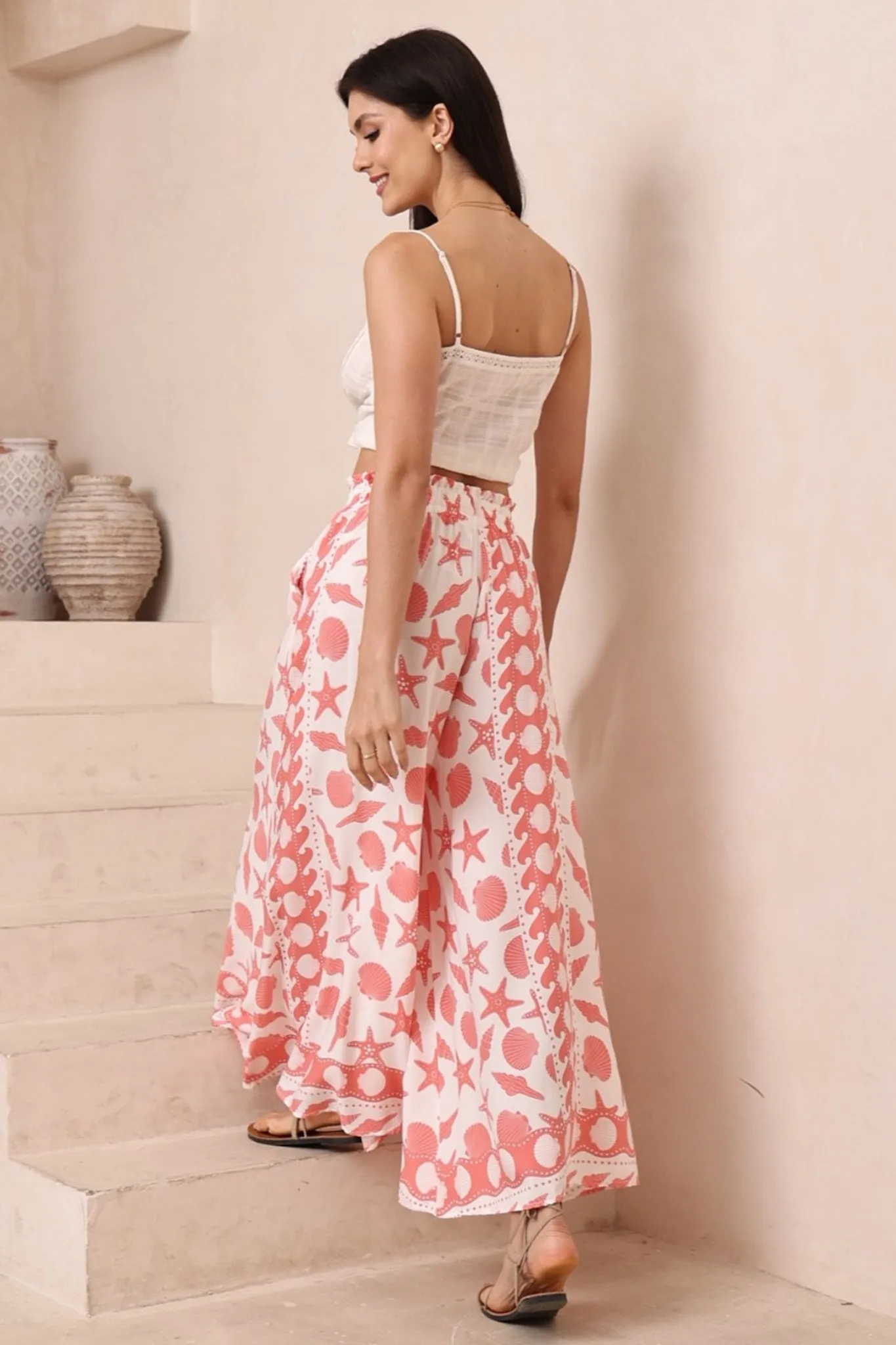 Mezza Pants - Paper Bag High Waisted Wide Leg Pant In Koralee Print sold by Salty Crush product image thumbnail 4