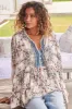 Chloe Top - Very Oversized Crochet Trim Neckline Smock Top in Gemstone Print sold by Salty Crush