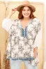 Chloe Top - Very Oversized Crochet Trim Neckline Smock Top in Gemstone Print sold by Salty Crush