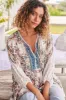 Chloe Top - Very Oversized Crochet Trim Neckline Smock Top in Gemstone Print sold by Salty Crush