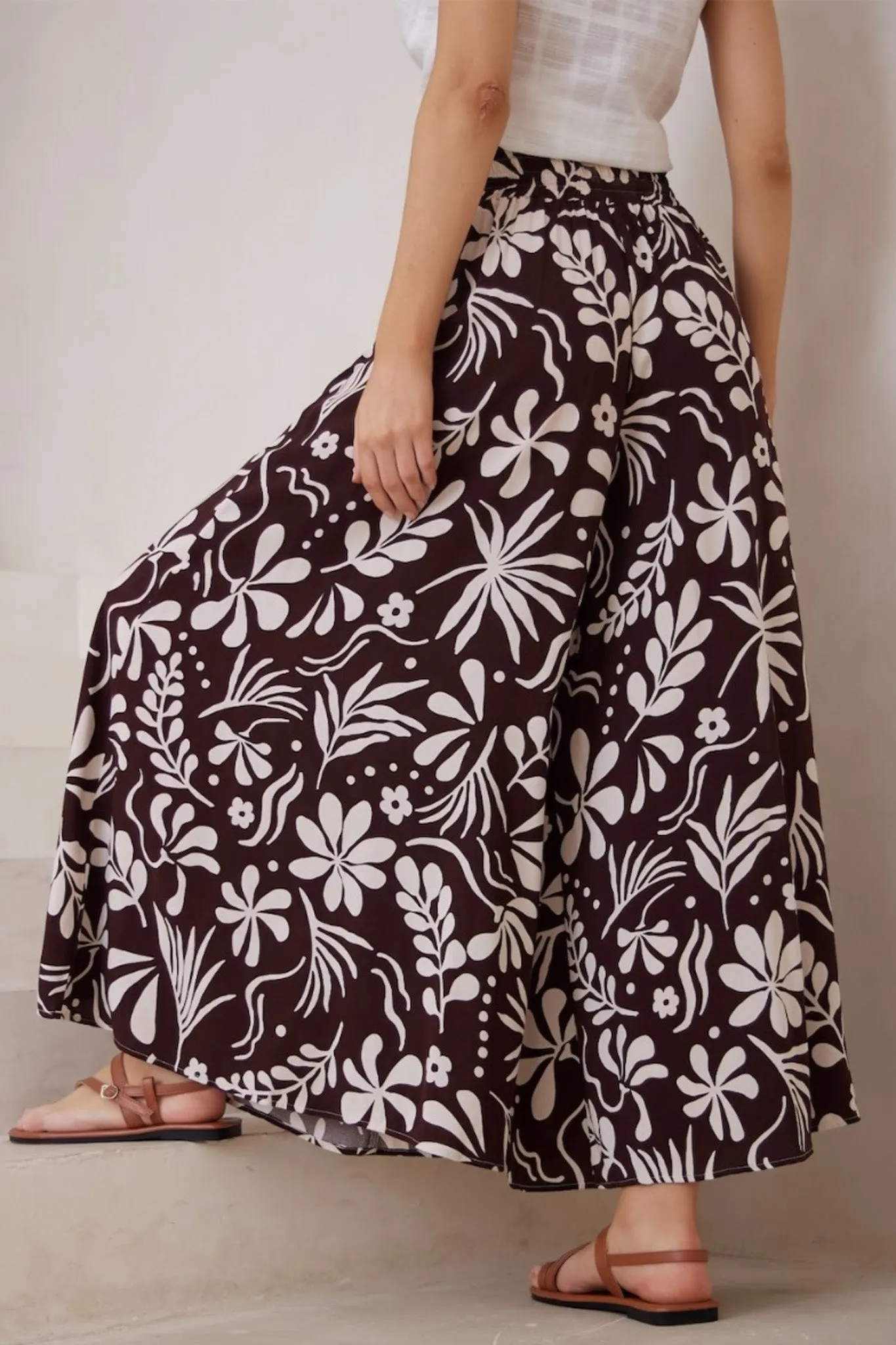 Mezza Pants - Paper Bag High Waisted Wide Leg Pant In Hadi Print sold by Salty Crush product image thumbnail 5