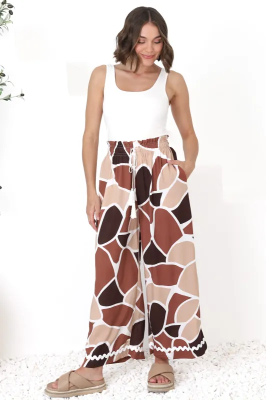 Colson Pants - High Waist Wide Leg Pant in Chocco Print sold by Salty Crush