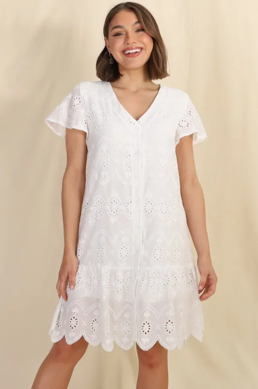 Edith Mini Dress - White sold by Salty Crush