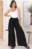 Charli Pants - Paper Bag High Waisted Wide Leg Pants in Black sold by Salty Crush