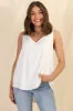Neide Top - High Low Scoop Hem Sleeveless Top in White sold by Salty Crush