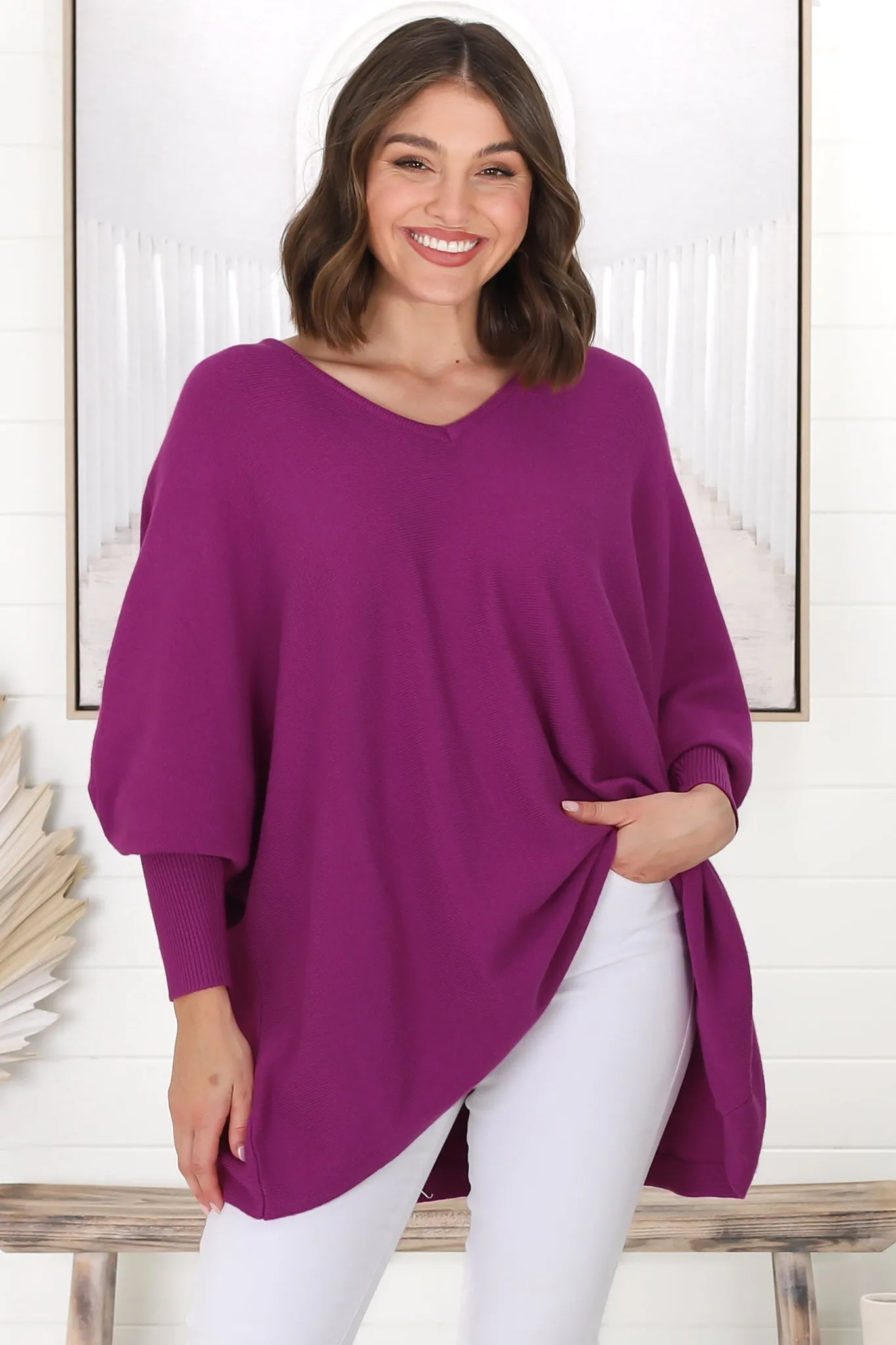Pier Jumper - Oversized Batwing Knit Jumper in Purple sold by Salty Crush product image thumbnail 3