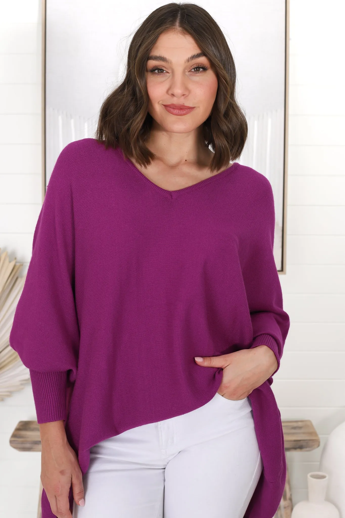 Pier Jumper - Oversized Batwing Knit Jumper in Purple sold by Salty Crush