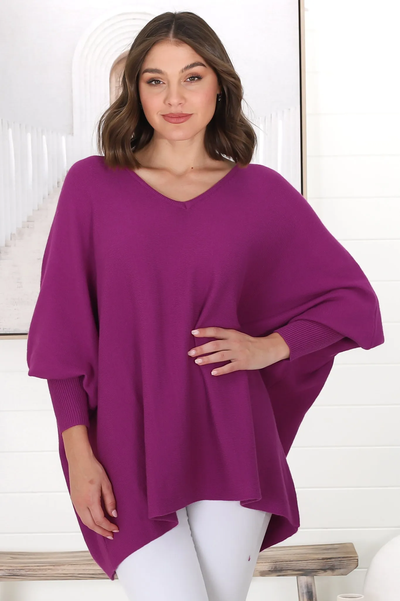 Pier Jumper - Oversized Batwing Knit Jumper in Purple sold by Salty Crush product image thumbnail 4