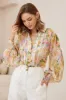 Aralyn Blouse - Balloon Sleeve Button Down Shirt in Frankie Print sold by Salty Crush