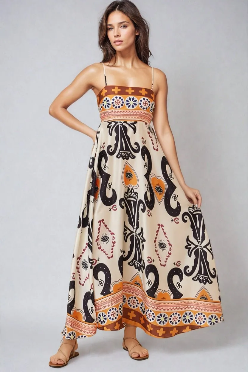 Bonita Maxi Dress - Spaghetti Strap Sun Dress in Belrae Print sold by Salty Crush