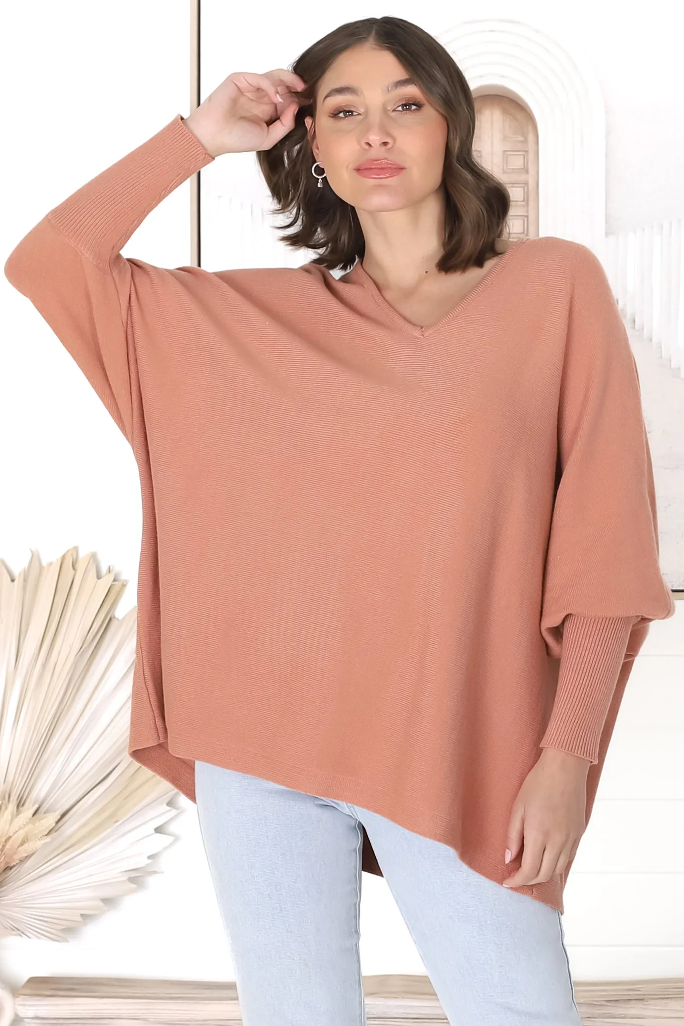 Pier Jumper - Oversized Batwing Knit Jumper in Peach sold by Salty Crush product image thumbnail 3