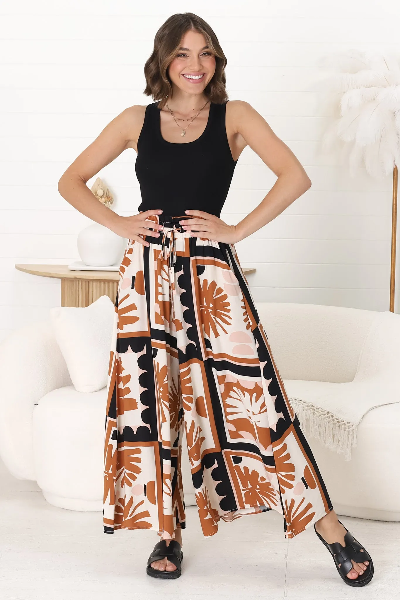 Mezza Pants - Paper Bag High Waisted Wide Leg Pant in Zuni Print sold by Salty Crush product image thumbnail 4