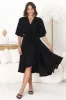 Satina Midi Dress - A Line Dress with Bell Sleeves in Black sold by Salty Crush