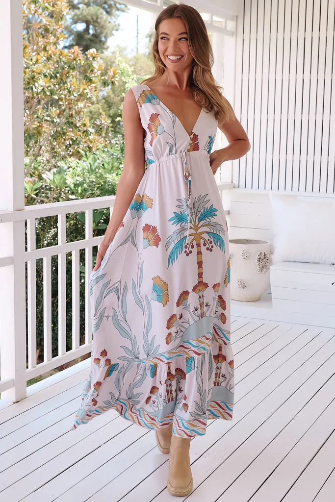 JAASE - Esmie Maxi Dress: V Neck Front and Back A Line Sun Dress in Palm Cove Print sold by Salty Crush product image thumbnail 5