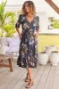 JAASE - Eve Midi Dress: V Neck Tiered Dress with Option Waist Tie in Indigo Print sold by Salty Crush