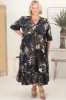 JAASE - Eve Midi Dress: V Neck Tiered Dress with Option Waist Tie in Indigo Print sold by Salty Crush