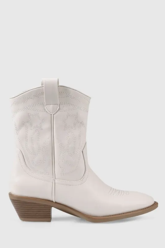 Howdy Cowboy Boots - Bone sold by Salty Crush