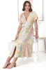 Anais Midi Dress - Cap Flutter Sleeve Button Down A Line Dress in Amanda Print sold by Salty Crush