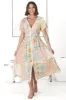 Anais Midi Dress - Cap Flutter Sleeve Button Down A Line Dress in Amanda Print sold by Salty Crush