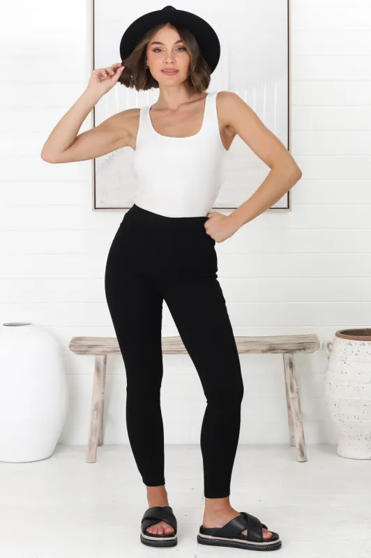 Jude Pants - Pull On Elasticated Waist Jegging in Black sold by Salty Crush