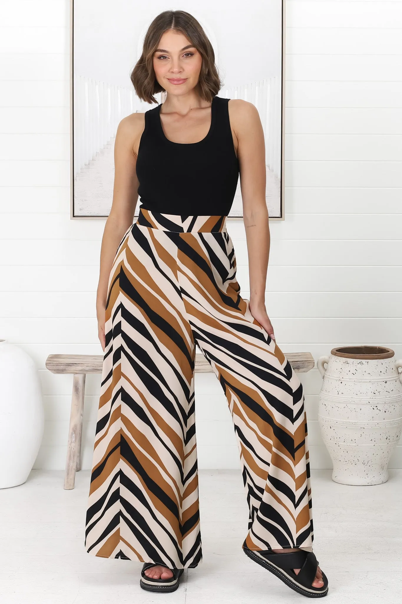 Ayden Pants - High Waist Wide Leg Pants in Raquel Print sold by Salty Crush product image thumbnail 3